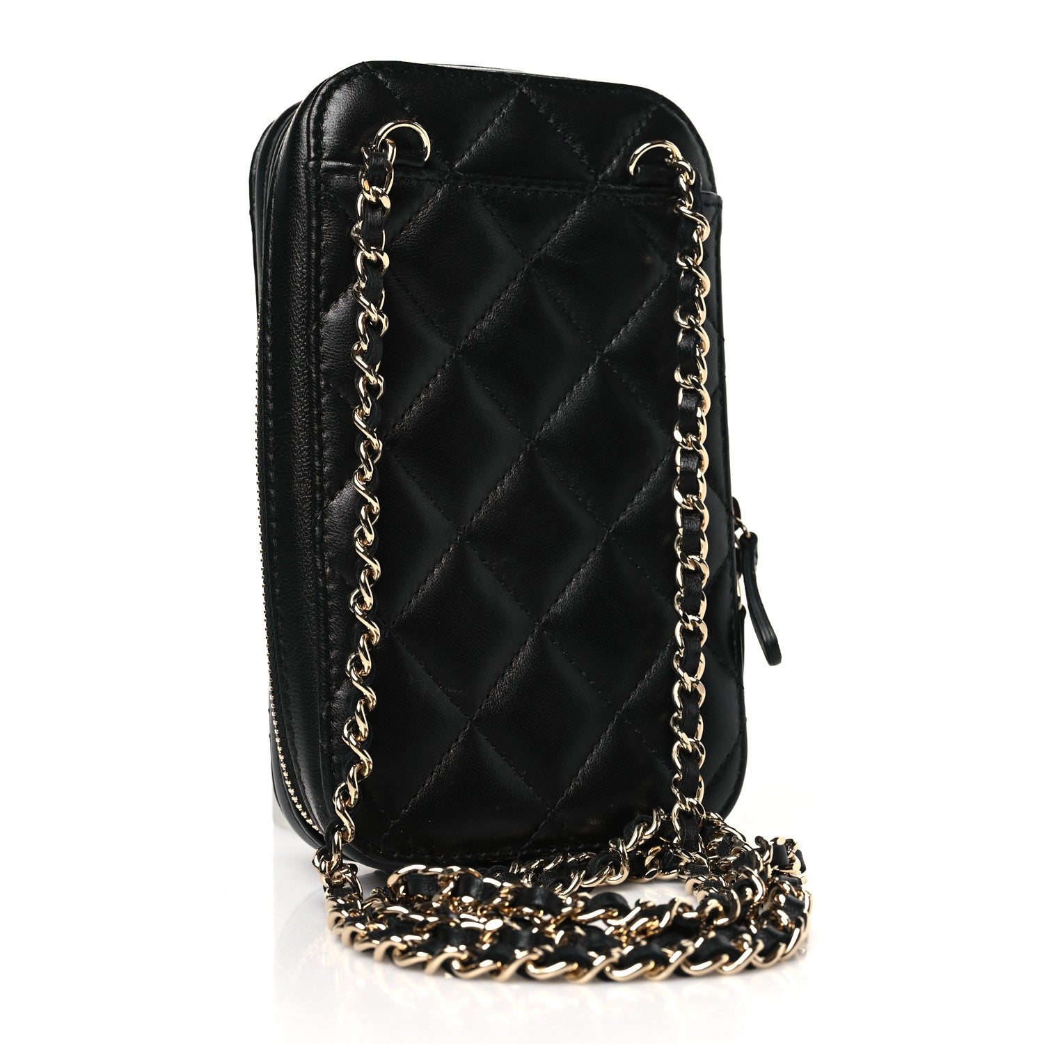 Chanel Lambskin Quilted Zip Phone Case Black 3 of 8