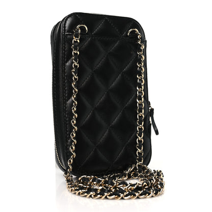 Chanel Lambskin Quilted Zip Phone Case Black 3 of 8