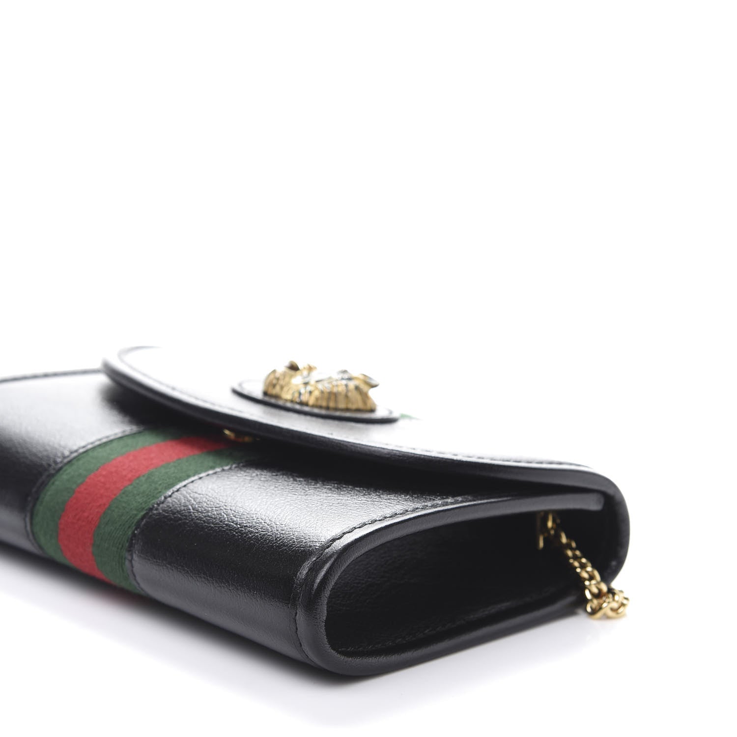 Gucci Textured Calfskin Web Mini Rajah Slim Flap Shoulder Bag Black 7 of 11