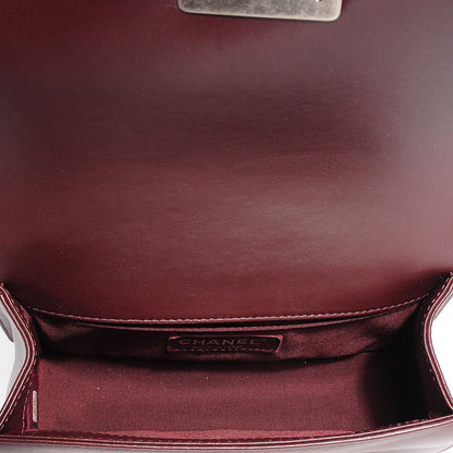 Chanel Calfskin Chevron Quilted Small Boy Flap Burgundy 9 of 9