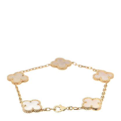 Van Cleef & Arpels 18K Yellow Gold Mother of Pearl 5 Motifs Vintage Alhambra Bracelet 3 of 6