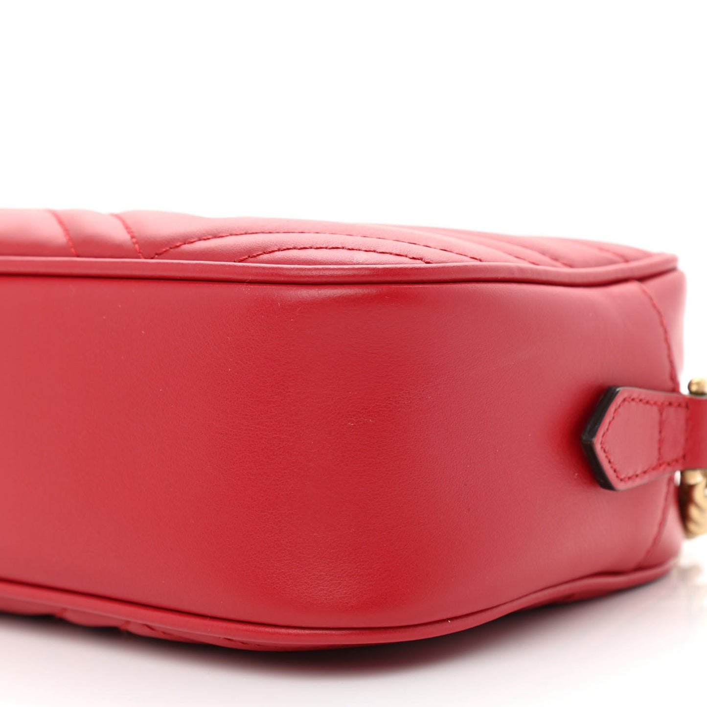 Calfskin Matelasse Small GG Marmont Chain Shoulder Bag Hibiscus Red