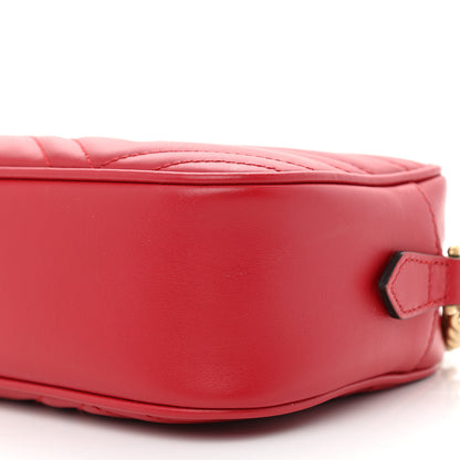 Gucci Calfskin Matelasse Small GG Marmont Chain Shoulder Bag Hibiscus Red 10 of 11