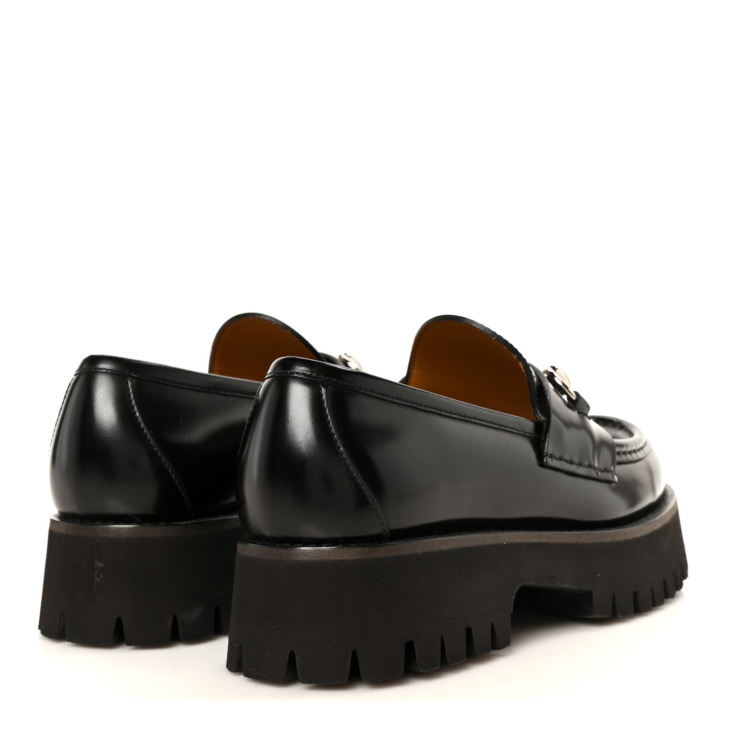Cordovan Lux Womens Horsebit 45mm Platform Loafers 37.5 Black