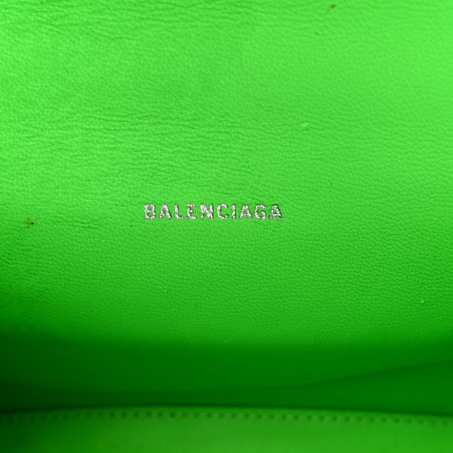 Shiny Calfskin Crocodile Embossed Hourglass Top Handle Bag XS Fluo Green
