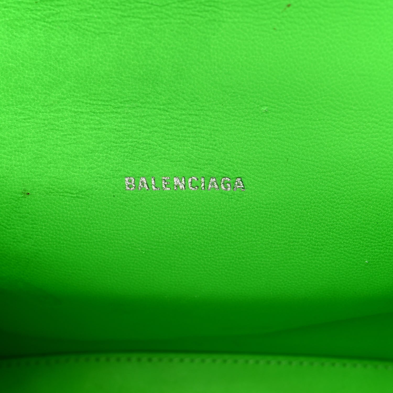 Balenciaga Shiny Calfskin Crocodile Embossed Hourglass Top Handle Bag XS Fluo Green 6 of 12