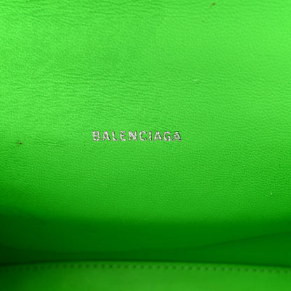 Balenciaga Shiny Calfskin Crocodile Embossed Hourglass Top Handle Bag XS Fluo Green 6 of 12