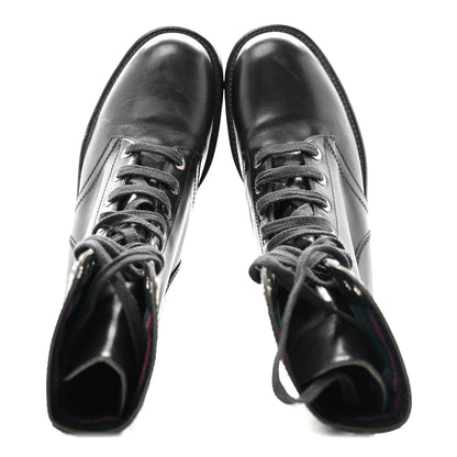 Chanel Calfskin Lace Up Combat Boots  39.5 Black 2 of 13