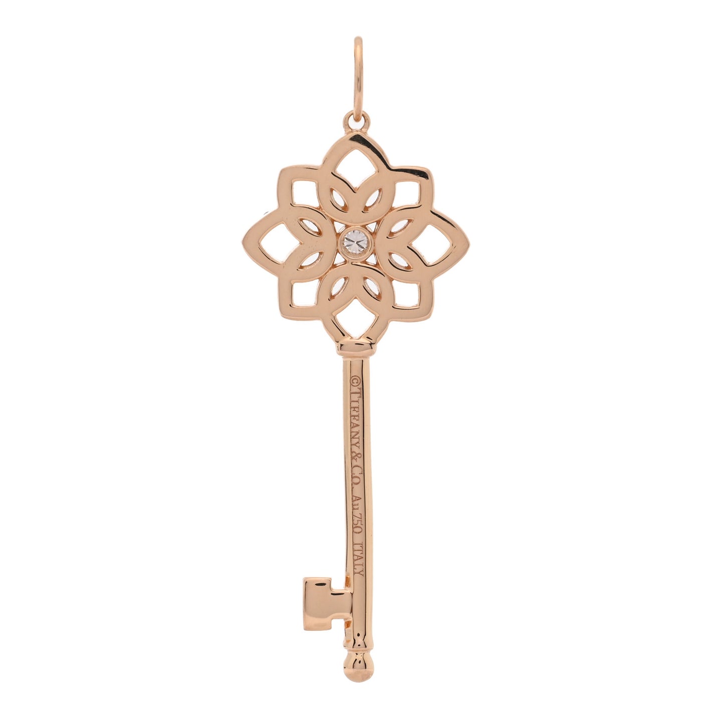 18K Rose Gold Diamond Medium Woven Key Pendant