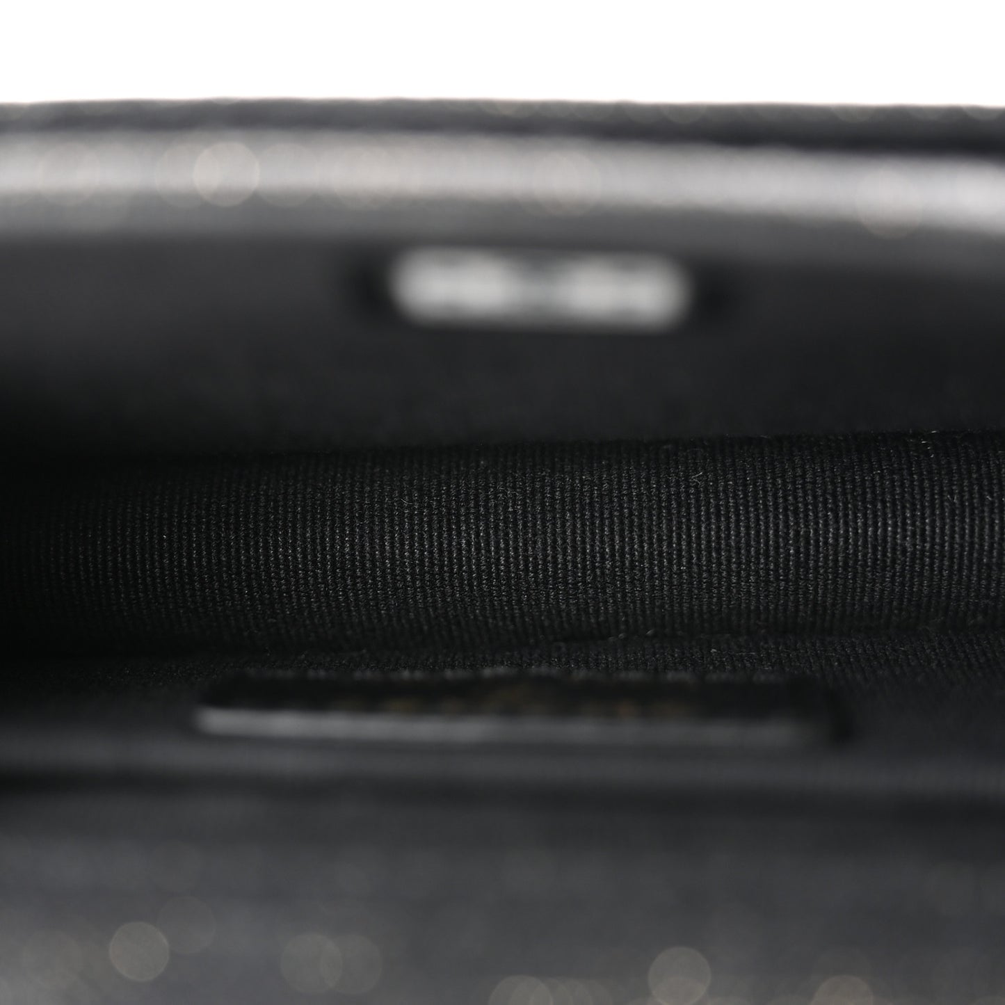 Denim Quilted Double You Card Holder On Chain Black Golden