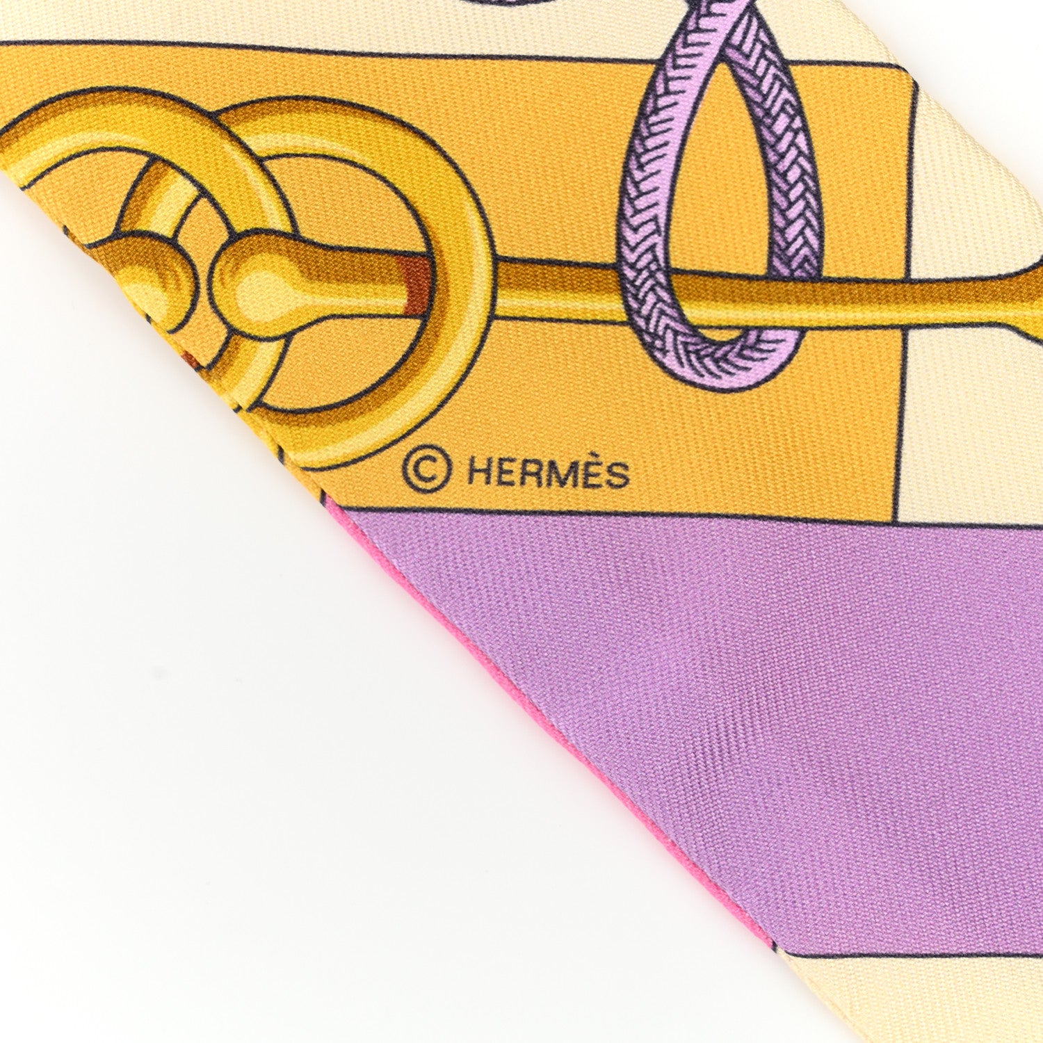 Hermes Silk Cliquetis Twilly Bouton D'Or Mauve 4 of 4