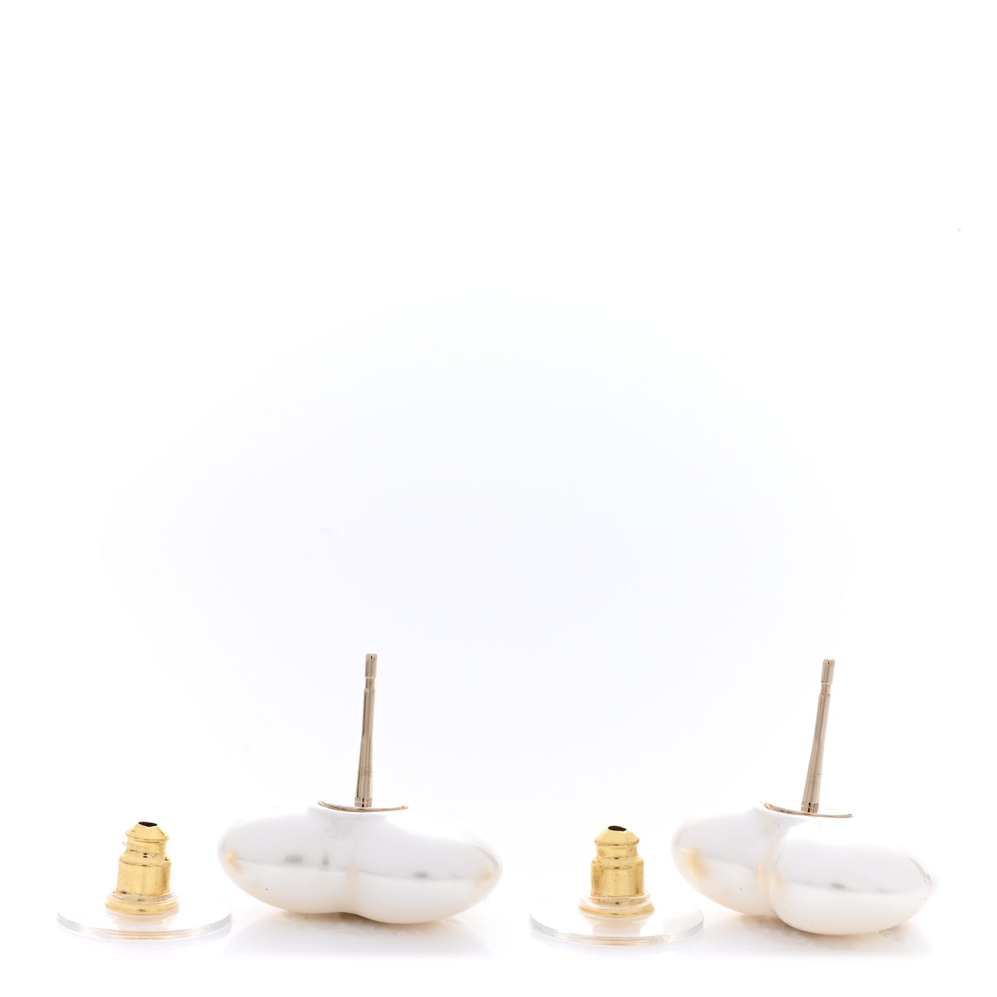 Pearl Crystal CC Heart Earrings Gold