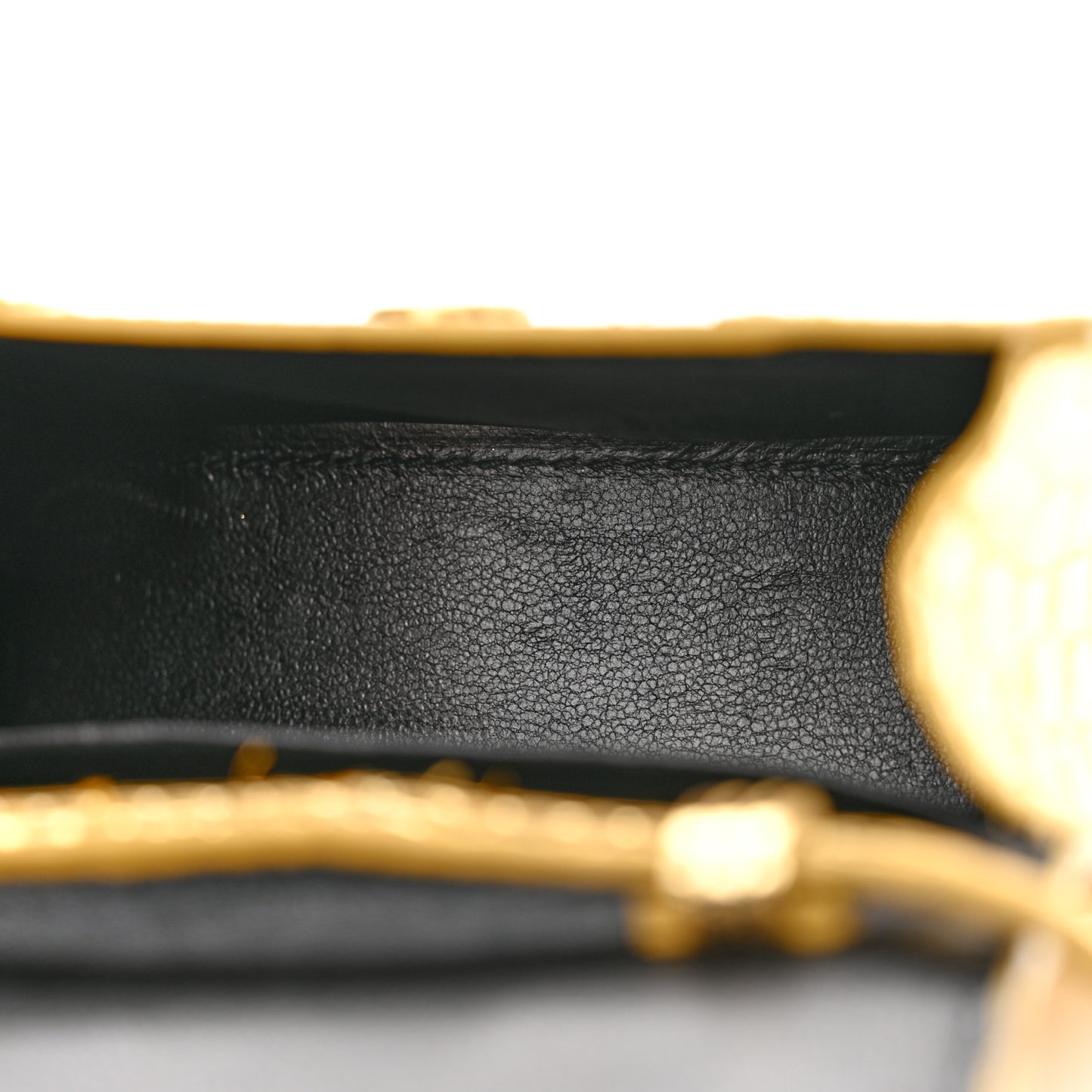 Metallic Calfskin Crocodile Embossed Hourglass Top Handle Bag Mini Gold