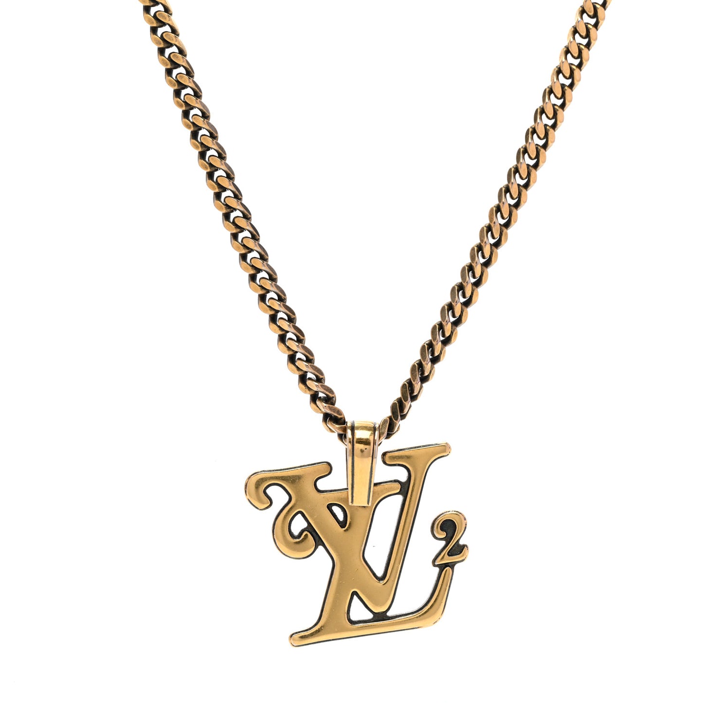 X NIGO Metal LV Squared Necklace Gold
