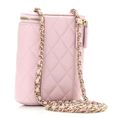 Chanel Caviar Quilted Small Vertical Coco Beauty Vanity Case With Chain Light Pink 3 of 11