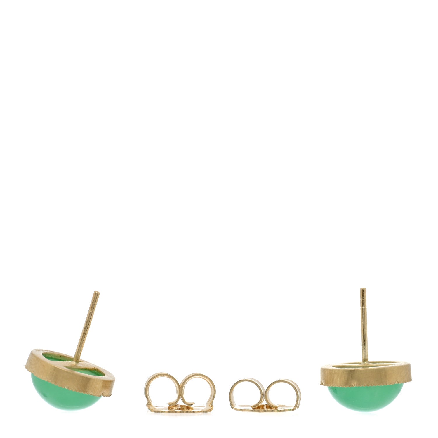Irene Neuwirth 18K Yellow Gold Chrysoprase Classic Stud Earrings 3 of 4