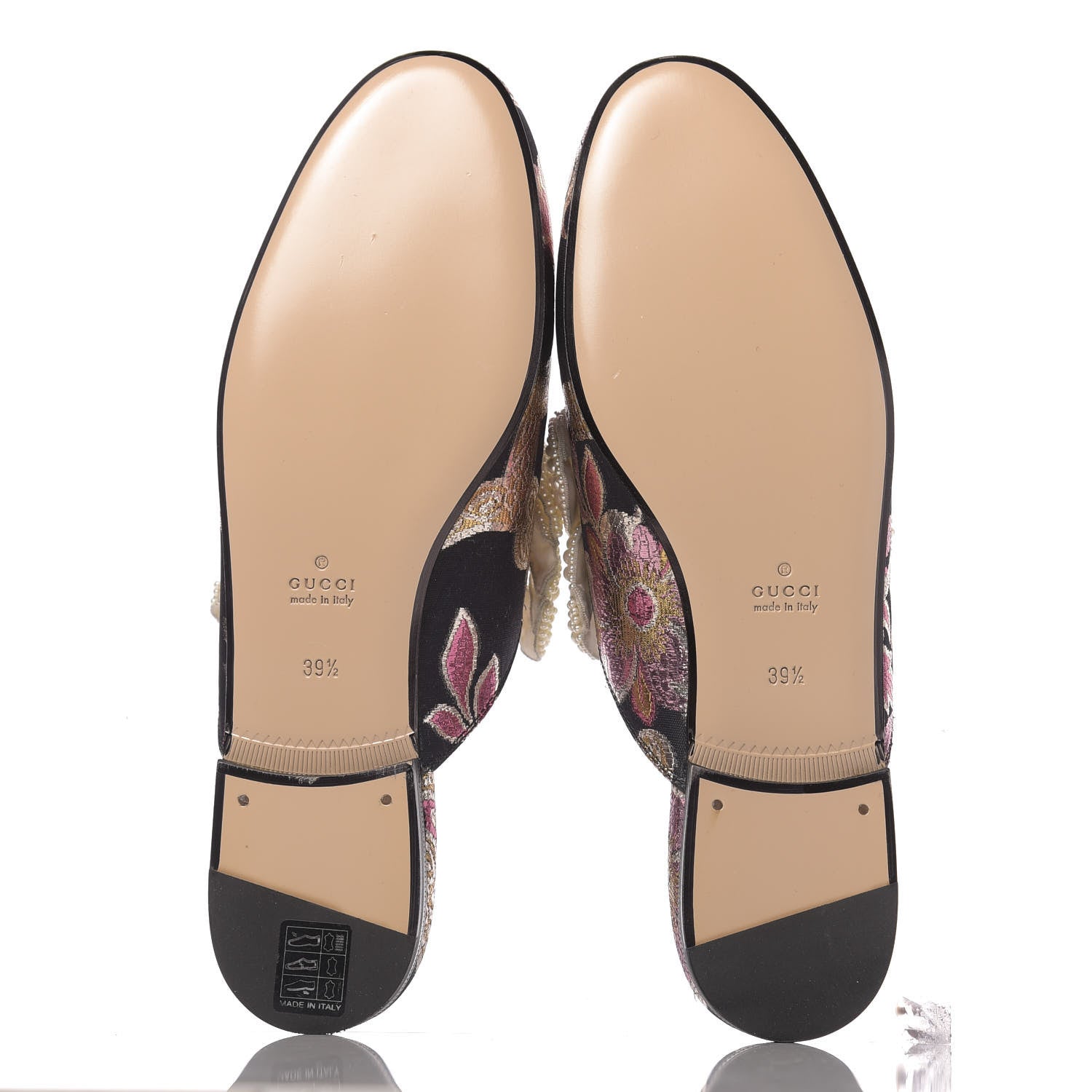Gucci Iridescent Brocade Pearl Bow Womens Princetown Slippers 39.5 Black Pink 5 of 9