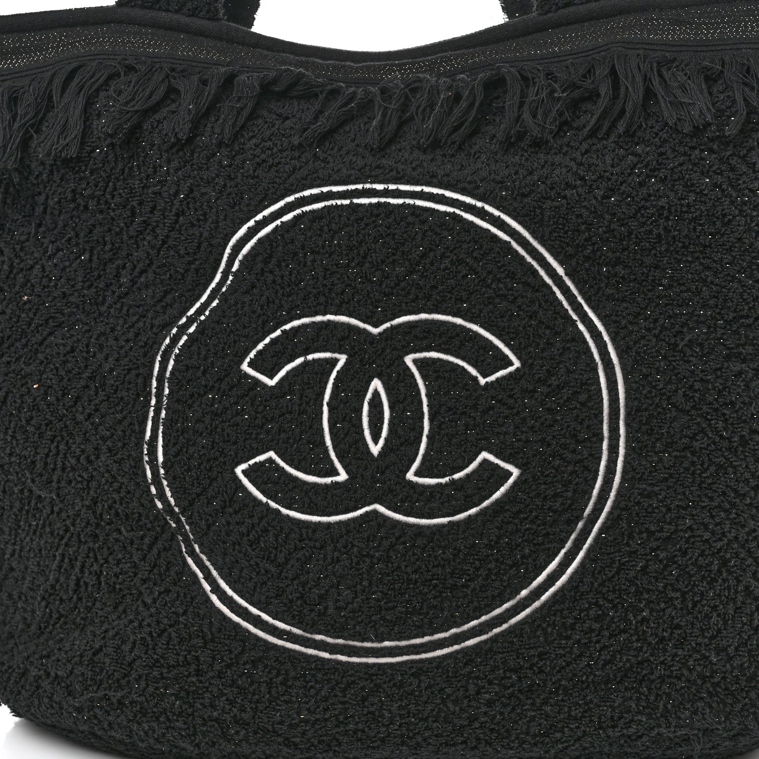 Chanel Terry Cotton CC Beach Tote Towel Set Black 9 of 13