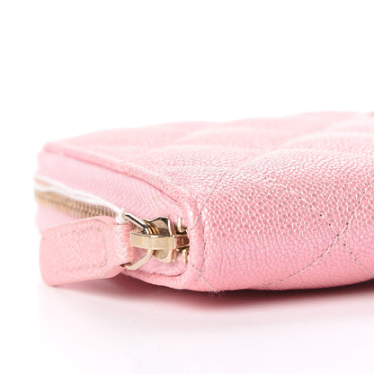 Chanel Iridescent Caviar Quilted Medium Zip Around Wallet Pink 9 of 12