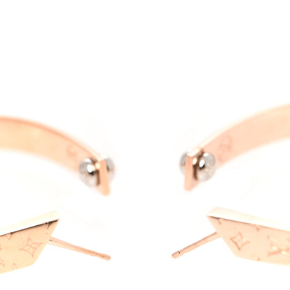 Louis Vuitton Nanogram Hoop Earrings Pink Gold 2 of 4