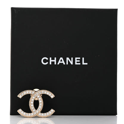 Chanel Crystal CC Brooch Light Gold 5 of 5