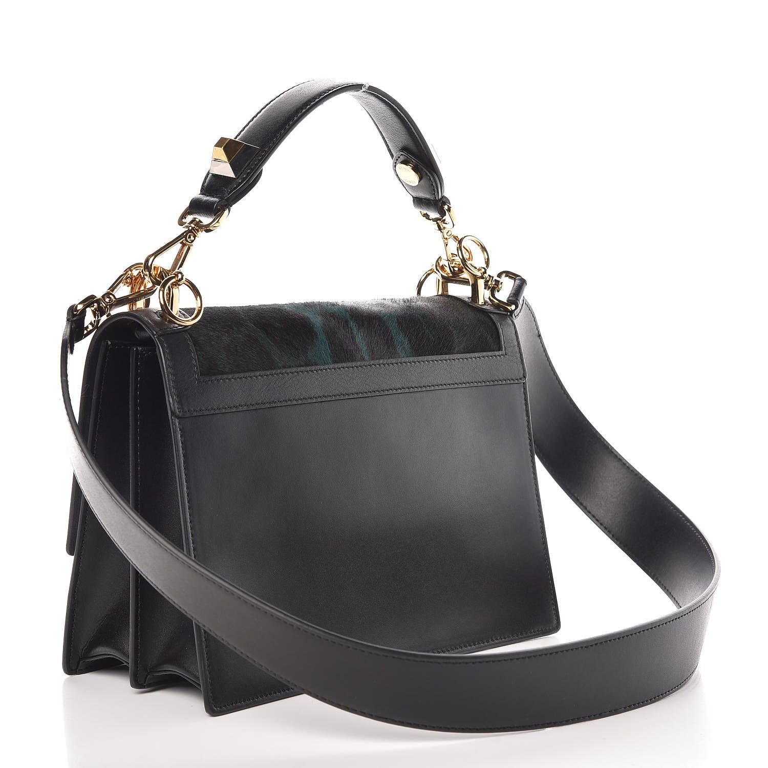 Fendi Vitello Pelo Dolce Liberty Lucido Sfumato Leopard Kan I Shoulder Bag Giada Verde Prato Black 4 of 10