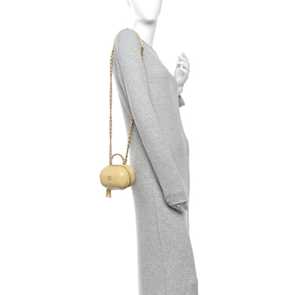 Chanel Lambskin Quilted CC Bubble Vanity Case With Chain Light Yellow 2 of 12