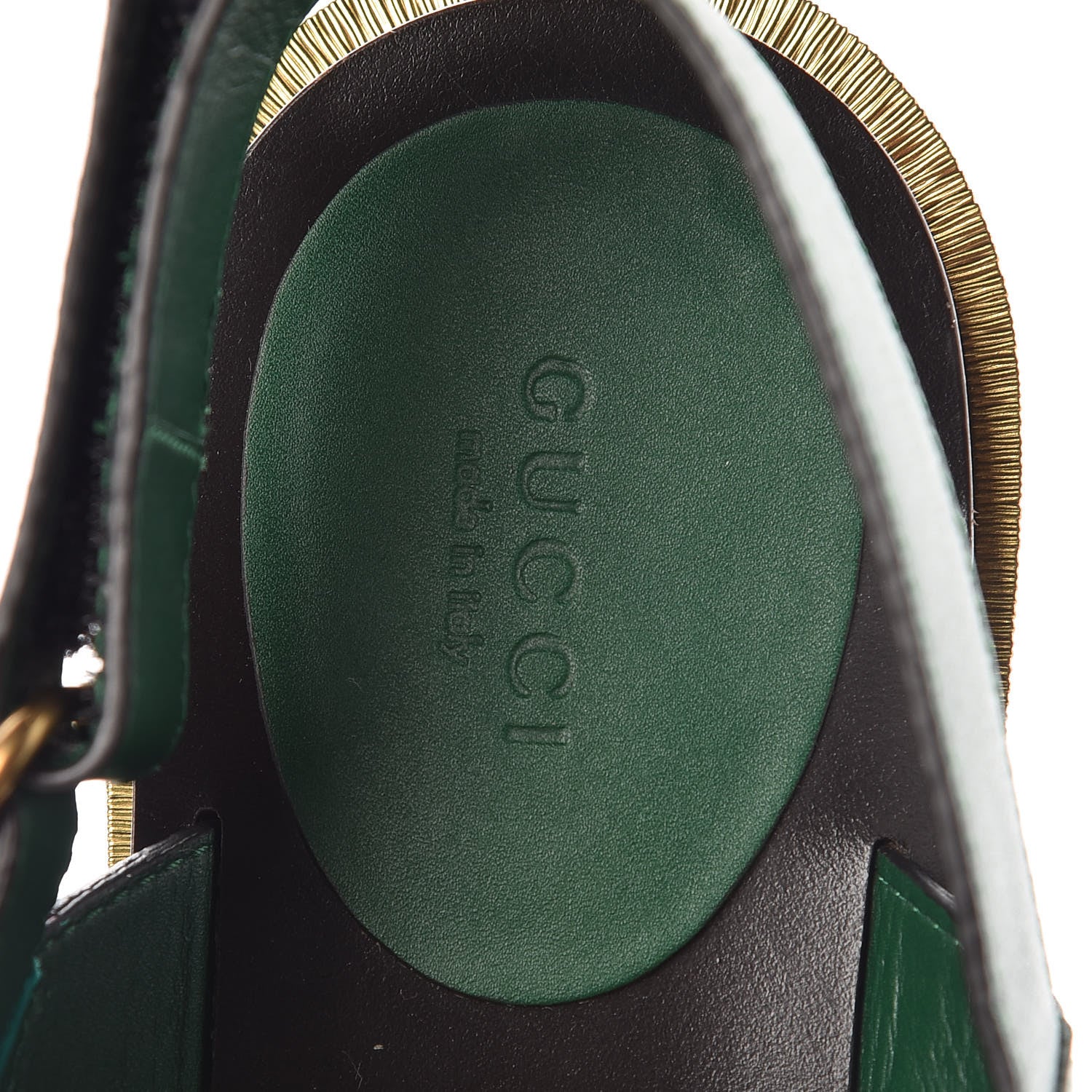 Gucci Calfskin Sandals 40 Gold Green 7 of 10