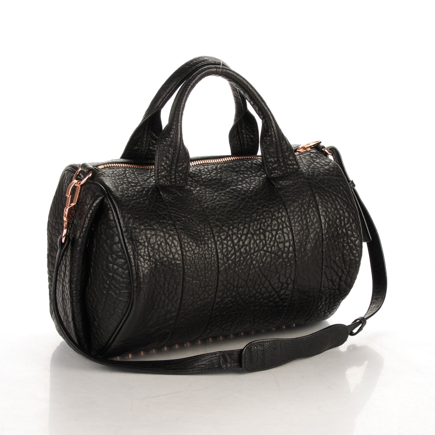 Pebbled Lambskin Rocco Black Rose Gold Hardware