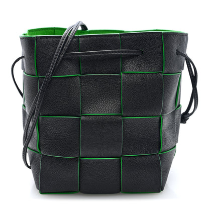 Bottega Veneta Calfskin Maxi Intrecciato Small Cassette Bucket Bag Black Parakeet 1 of 8