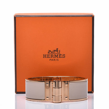 Hermes Enamel Charniere Uni Wide Hinged Bracelet M Beige Rose 5 of 5