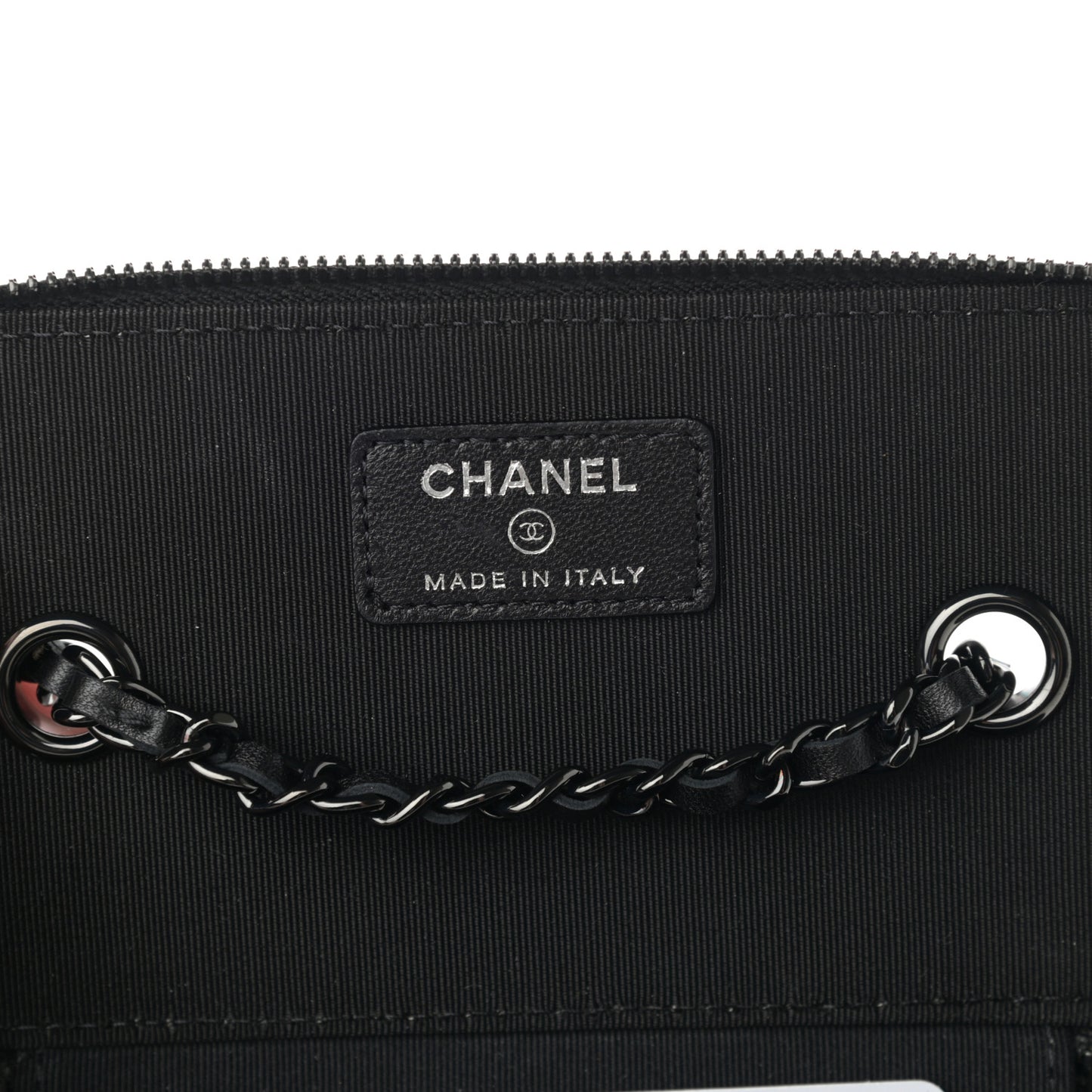 Velvet Quilted Small Vanity Case With Chain Black