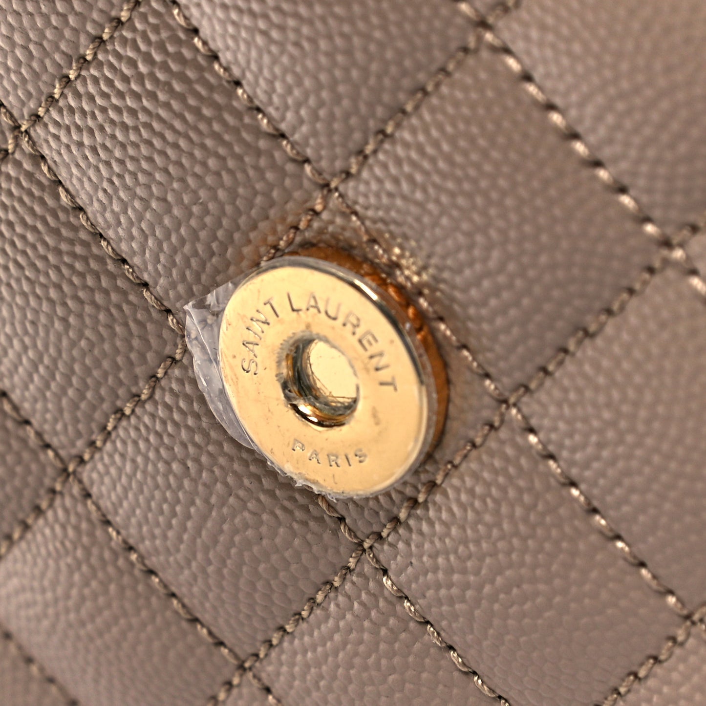 Grain De Poudre Textured Mixed Matelasse Medium Triquilt Monogram Satchel Dark Beige