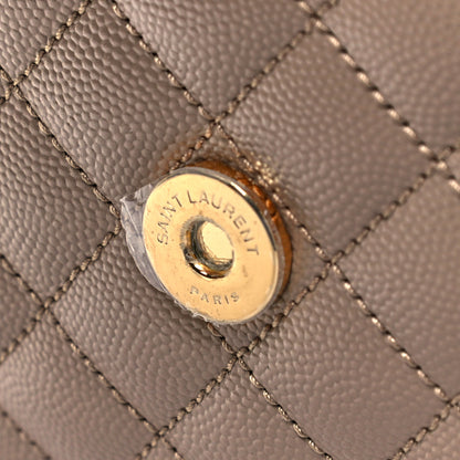 Saint Laurent Grain De Poudre Textured Mixed Matelasse Medium Triquilt Monogram Satchel Dark Beige 9 of 9