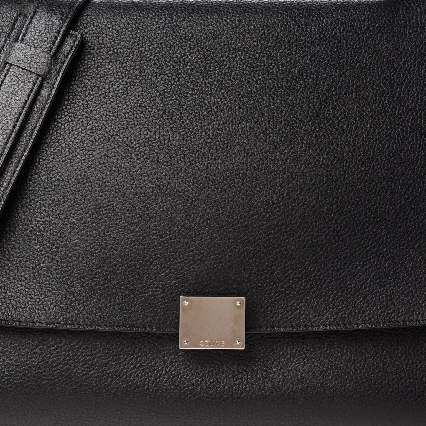 Drummed Calfskin Suede Medium Trapeze Black