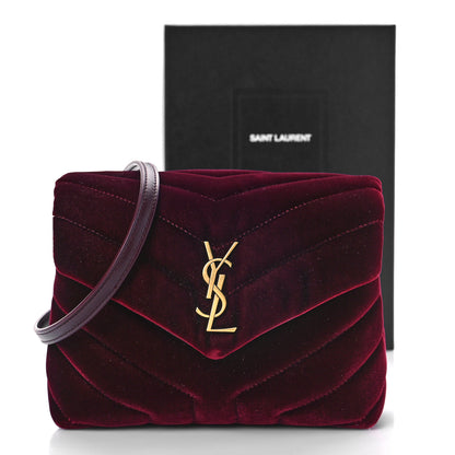 Saint Laurent Velvet Y Quilted Monogram Toy Loulou Crossbody Bag French Burgundy 9 of 9