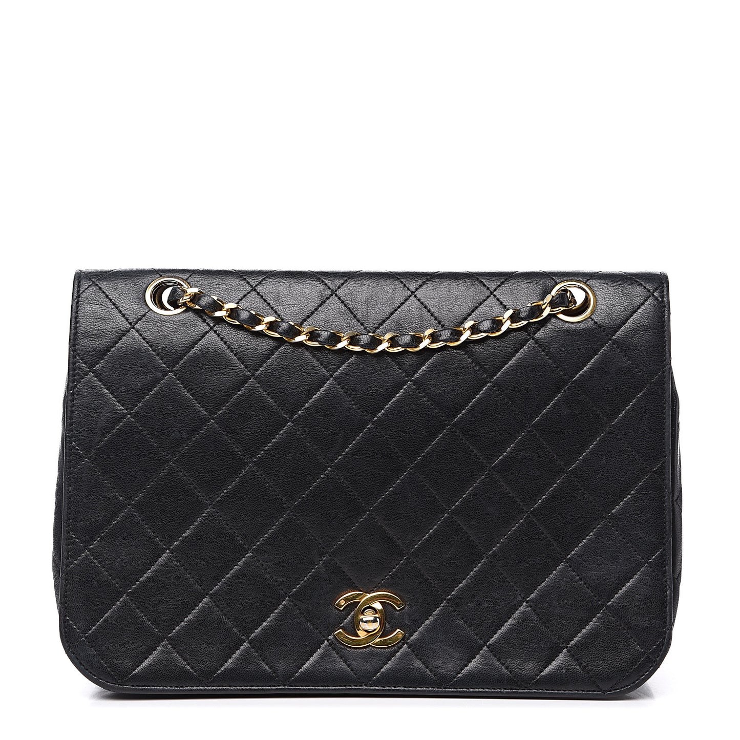 Lambskin Quilted Medium Single Flap Black