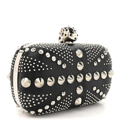 Alexander McQueen Calfskin Studded Britannia Skull Box Clutch Black 3 of 8