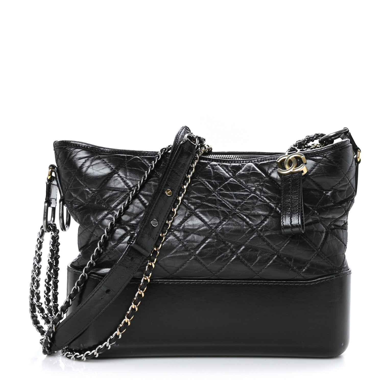 Chanel Aged Calfskin Quilted Medium Gabrielle Hobo Black 1 of 10