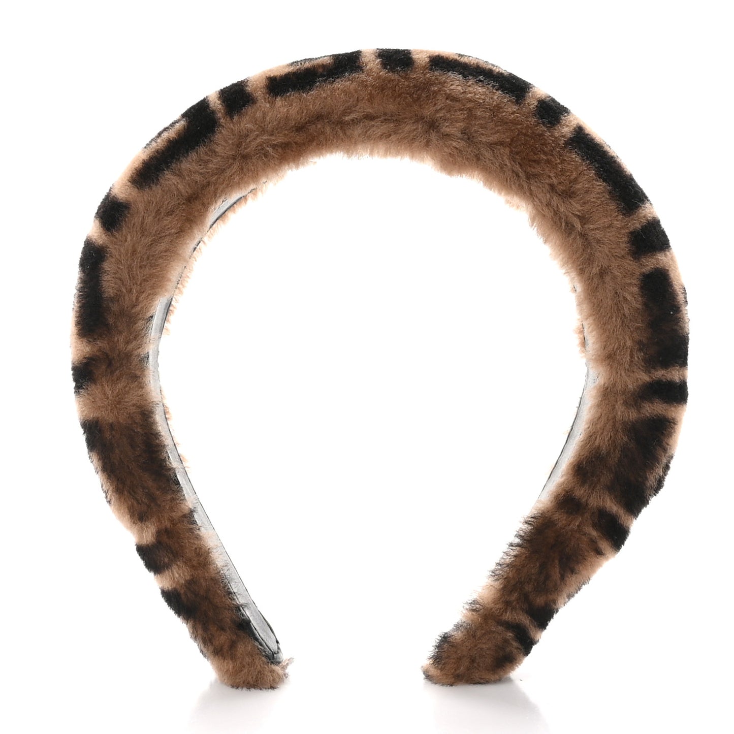 Shearling FF Logo Headband Tobacco