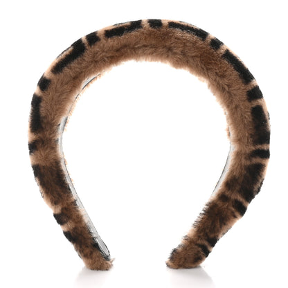 Fendi Shearling FF Logo Headband Tobacco 1 of 4