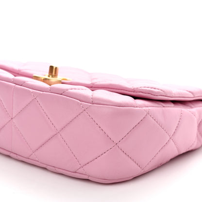 Chanel Lambskin Quilted Small Lacquered Chain Flap Pink 10 of 10