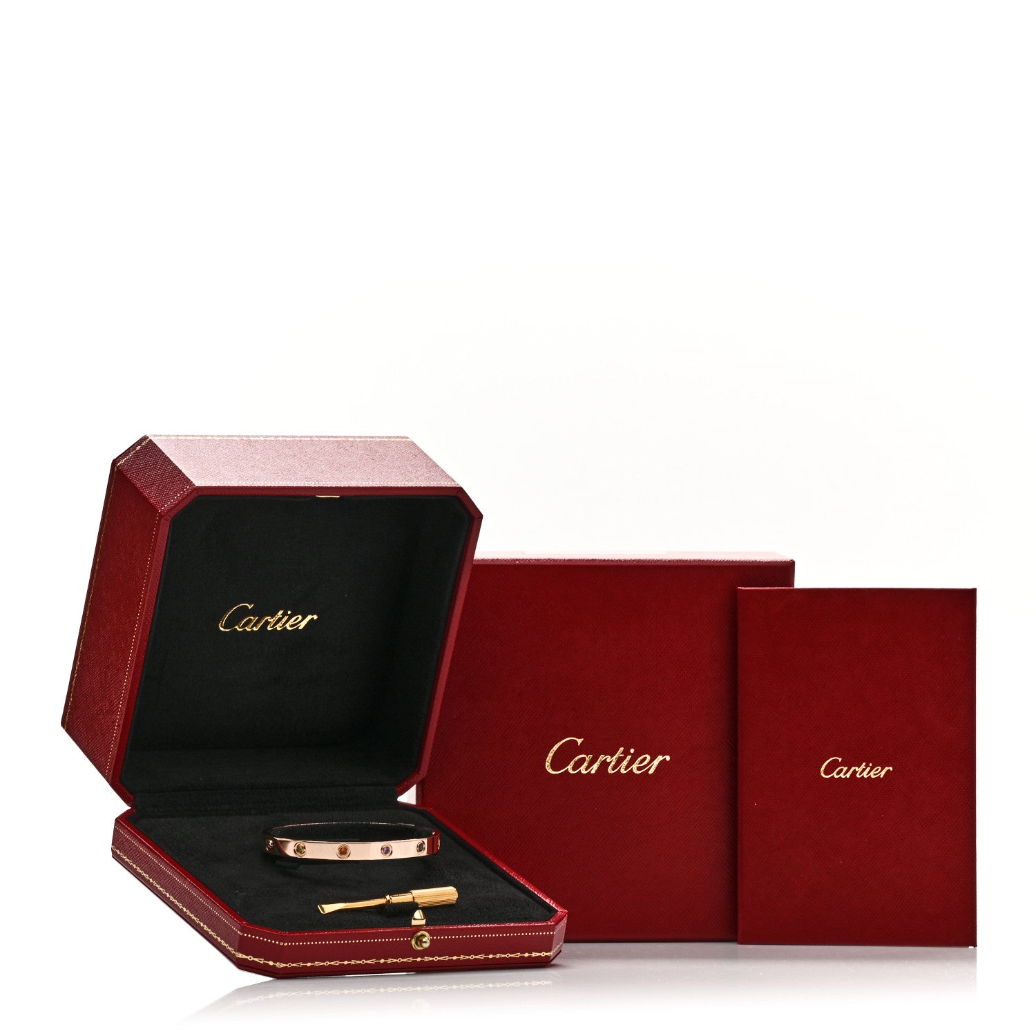 Cartier 18K Pink Gold Sapphire Garnet Amethyst LOVE Bracelet 17 9 of 9