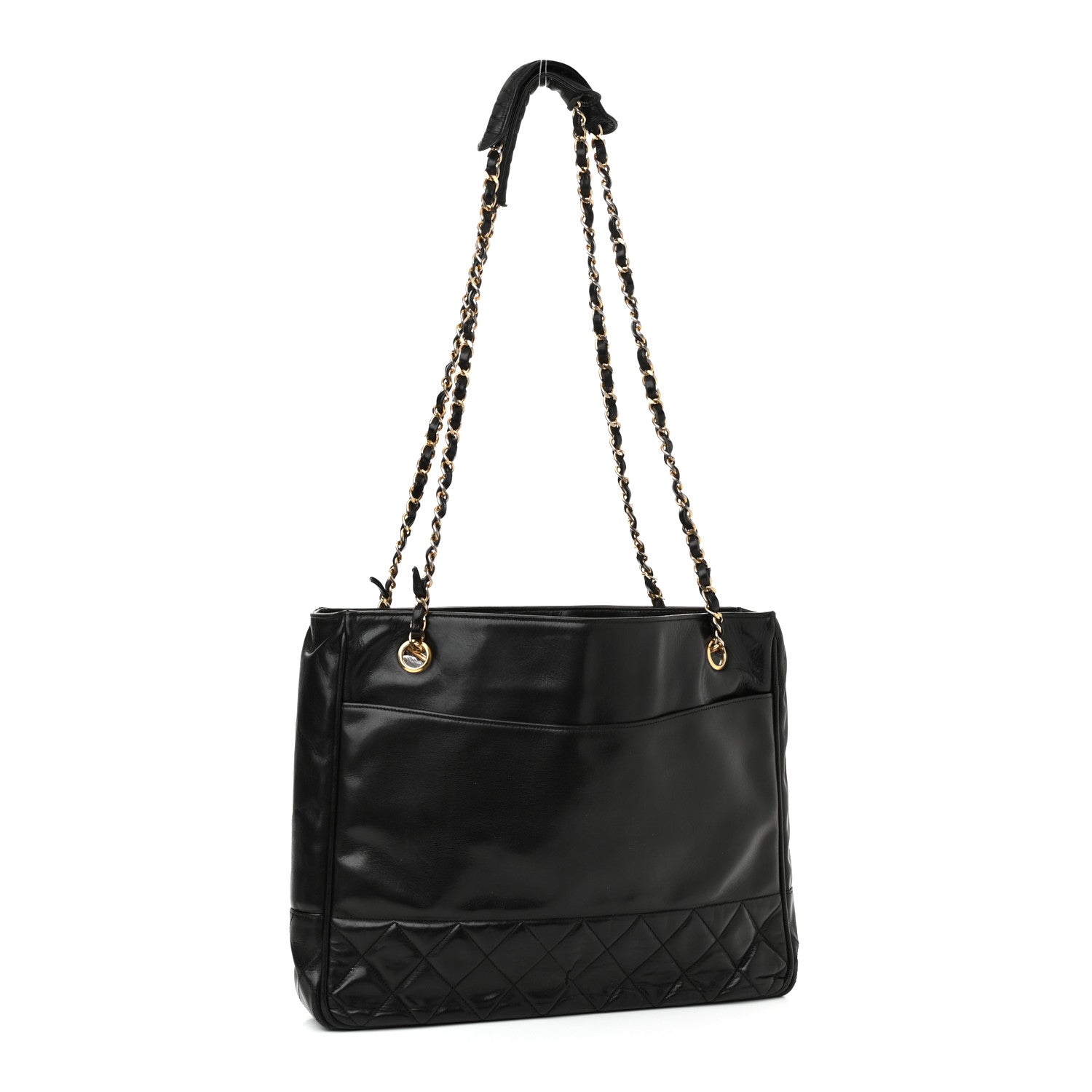 Chanel Lambskin Quilted Shopping Tote Black 3 of 12