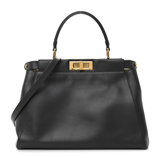 Vitello Morgan Shiny Nappa Medium Peekaboo Iconic Satchel Piombo Lime