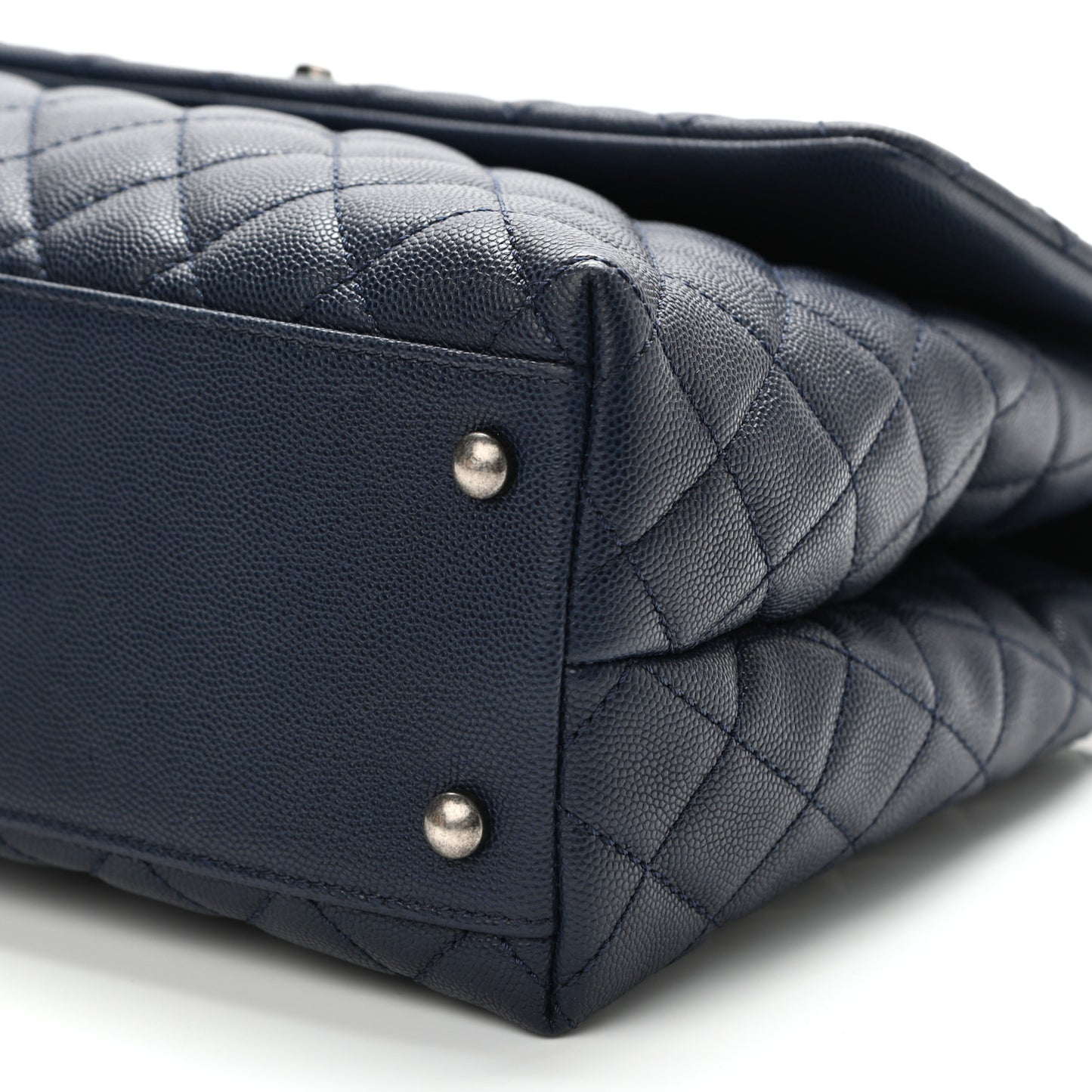 Caviar Lizard Quilted Medium Coco Handle Flap Navy