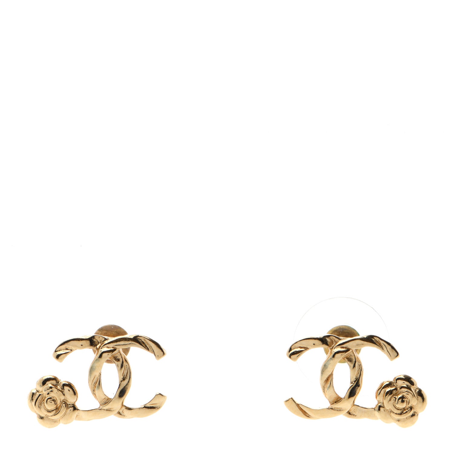 Chanel Metal Camellia CC Earrings Gold 1 of 4