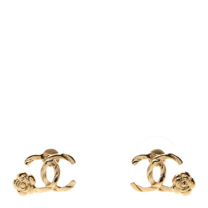 Chanel Metal Camellia CC Earrings Gold 1 of 4