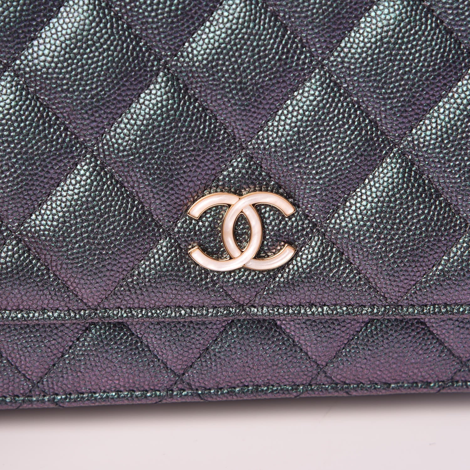 Chanel Iridescent Caviar Quilted Wallet On Chain WOC Black 9 of 11