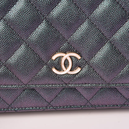 Chanel Iridescent Caviar Quilted Wallet On Chain WOC Black 9 of 11